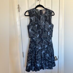 Lela Rose Designer Whimsical Butterfly Quiet Luxury Blue Dress